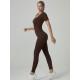 European and American summer tights, seamless yoga bodysuit, high-strength ribbed shorts, fitness and fitness wear for women.