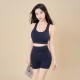 Cross-border colorblock quick-drying yoga suit, high-waisted, hip-lifting, fitness suit, shockproof running sports bra boxer briefs