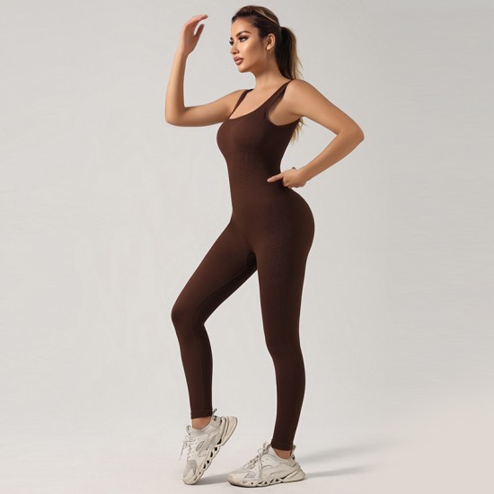 Padded Ribbed Pants, Seamless Bodysuit, Fitness Yoga Bodysuit