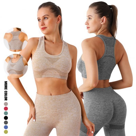 Yoga wear, peach-hip, European and American sports vest, tight, hip-lifting, high-waisted, quick-drying shorts, two-piece fitness suit for women
