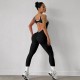 Xiyin's popular seamless sports jumpsuit with a beautiful back, sleeveless, tight, hip-lifting, quick-drying ribbed yoga jumpsuit for women.