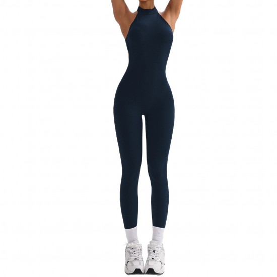 Spring/Summer Hot Sale Women's solid-color, sexy, back-enhancing, quick-drying, workout, hip-lifting, yoga bodysuit for outdoor use.