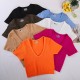 New cross-border V-neck T-shirt, Amazon yoga short-sleeved tights for spring/summer.