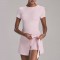 European and American fake two-piece tight sports dress, sexy slit straps, U-shaped back bodysuit.