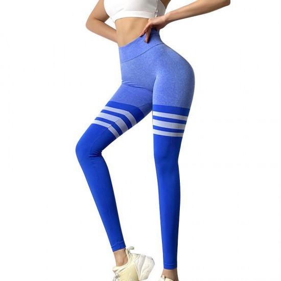 Seamless knitted three-stripe, influencer-style peach pants, fitness pants, seamless high-stretch leggings, European and American hip-lifting yoga pants