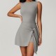 2025 European and American fake two-piece anti-exposure tight-fitting tennis skirt slim casual beautiful back yoga dress pants women