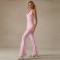 Cross-border hot-selling lace V-neck yoga jumpsuit for women, fashionable, back-enhancing, hip-lifting, tummy-tightening, halter-neck jumpsuit with flared pants
