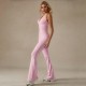Cross-border hot-selling lace V-neck yoga jumpsuit for women, fashionable, back-enhancing, hip-lifting, tummy-tightening, halter-neck jumpsuit with flared pants