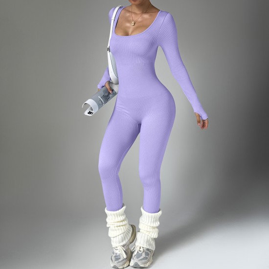Wow & AliExpress: Seamless Long-Sleeved Bodysuit for Women, One-Piece Sports Yoga Bodysuit, Wearable as Outerwear.