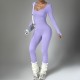Wow & AliExpress: Seamless Long-Sleeved Bodysuit for Women, One-Piece Sports Yoga Bodysuit, Wearable as Outerwear.