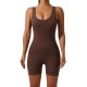 Cross-border best-selling 2025 Spring/Summer European and American slim-fitting hip-lifting bodysuit, feminine, U-neck, backless yoga workout wear.