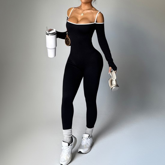 Export Trade Cross-border Fisherman's Jumpsuit Women's solid-color jumpsuits