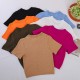 New cross-border round-neck T-shirt, Amazon yoga short-sleeved ribbed cotton spring/summer pullover top.