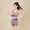 Cross-border colorblock quick-drying yoga suit, high-waisted, hip-lifting, fitness suit, shockproof running sports bra boxer briefs