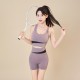 Cross-border colorblock quick-drying yoga suit, high-waisted, hip-lifting, fitness suit, shockproof running sports bra boxer briefs