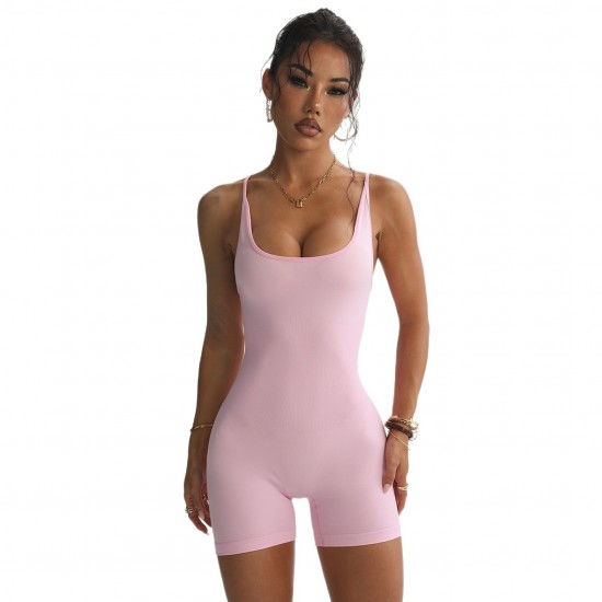 European and American popular seamless sports jumpsuit for women, backless, peach-buttocks, sexy yoga jumpsuit with suspenders