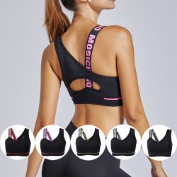 Cross-border one-shoulder, English-style back elasticated push-up sports bra, irregular running and fitness shorts.