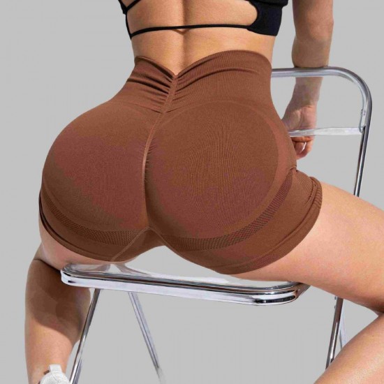 New V-waist peach lift shorts, seamless yoga pants, fitness pants, running and fitness shorts for women.
