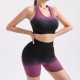 Yoga Vest with Gradient Shockproof Breathable Running Back-Stretching Push-Up Bra Top for Women