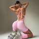 European and American popular seamless sports jumpsuit for women, backless, peach-buttocks, sexy yoga jumpsuit with suspenders