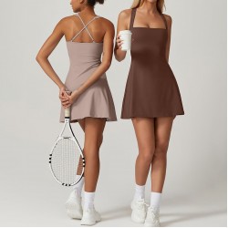 New cross-border, high-stretch, quick-drying, slim-fitting tennis dress, a two-piece, golf, backless, and yoga shorts