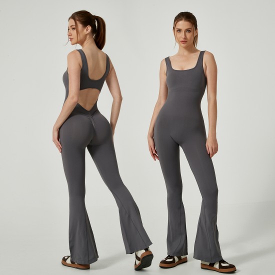 TK's hot-selling, back-enhancing, quick-drying, seamless yoga jumpsuit with a high-stretch, hip-lifting, outdoor fitness flared design