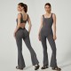 TK's hot-selling, back-enhancing, quick-drying, seamless yoga jumpsuit with a high-stretch, hip-lifting, outdoor fitness flared design