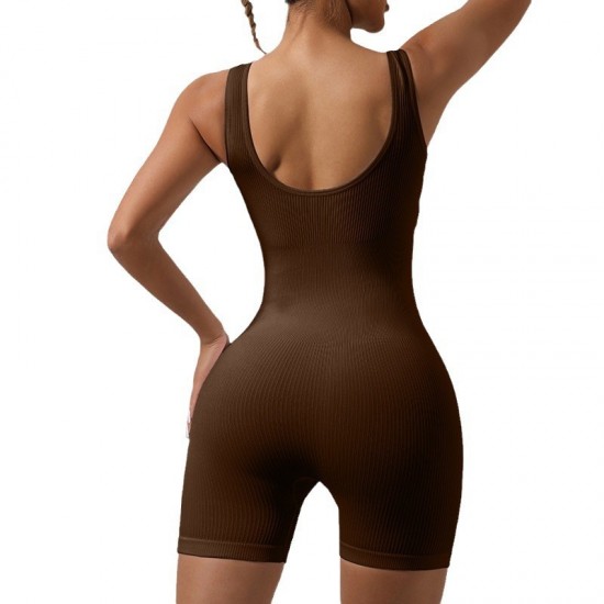 European and American cross-border threaded yoga one-piece, seamless sportswear, fitness wear, sexy peach lift.