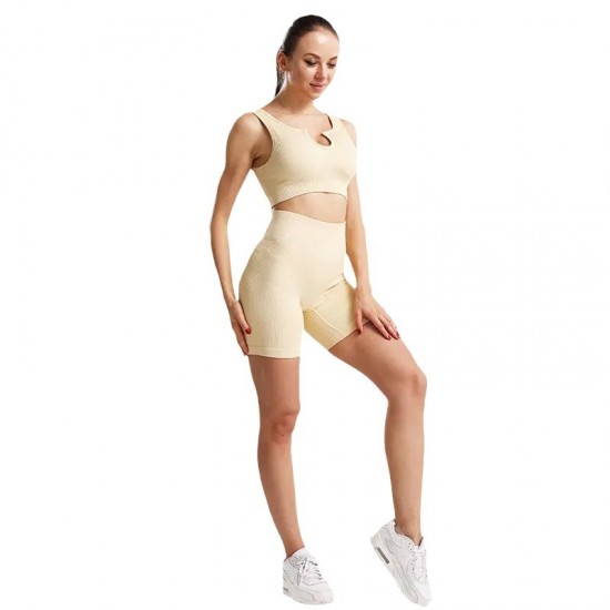 Cross-border European and American High-Stretch, Hip-Performing, Peach-Shaped, Seamless Fitness Bodysuit for Women