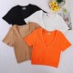New cross-border V-neck T-shirt, Amazon yoga short-sleeved tights for spring/summer.