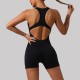 [Sample Model] New Nude One-Piece Yoga Bodysuit, Tight Hip-Lifting, Sexy Backless Fitness Shorts for Women