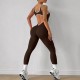 Xiyin's popular seamless sports jumpsuit with a beautiful back, sleeveless, tight, hip-lifting, quick-drying ribbed yoga jumpsuit for women.