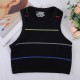 Retro American-style colorful striped knitted vest for women, summer base layer, halter top for outerwear.