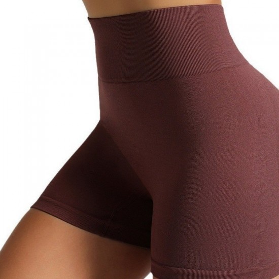 European and American seamless yoga shorts, peach lift high-waisted, quick-drying Women's dry fitness pants, tight and breathable running shorts.