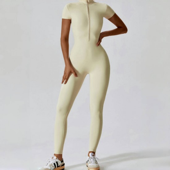 TK's popular high-stretch, quick-drying bodysuit with front zipper for outer wear, a breathable, tight-fitting yoga jumpsuit