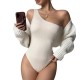 New European and American seamless, tight-fitting yoga bodysuit, one-piece, one-shoulder, fitness bodysuit, OQQ.