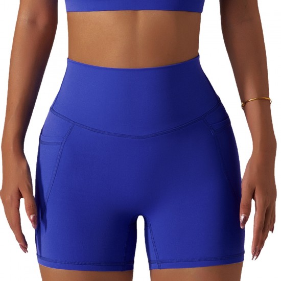 Cross-border European and American Sports Shorts Quick-Drying Tight Yoga Pants with Pockets for Cycling and Running Fitness Shorts