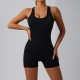 [Sample Model] New Nude One-Piece Yoga Bodysuit, Tight Hip-Lifting, Sexy Backless Fitness Shorts for Women