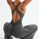 In Stock & Xiyin's popular leopard print jumpsuit with flared pants, a casual, sexy yoga jumpsuit, Amazon Europe and America.