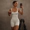 European and American classic seamless U-back bodysuit, solid color tight sports jumpsuit for women.