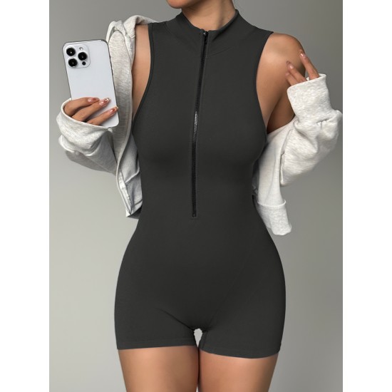 New cross-border, one-piece zippered fitness jumpsuit, back-lifting, cycling yoga tights, Meike multi-drop shipping