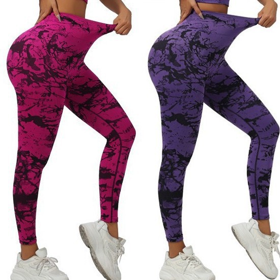 Seamless tie-dye yoga bodysuit, beautiful back, sports bra, high-waisted, peach-butt lift, fitness and fitness leggings for women.