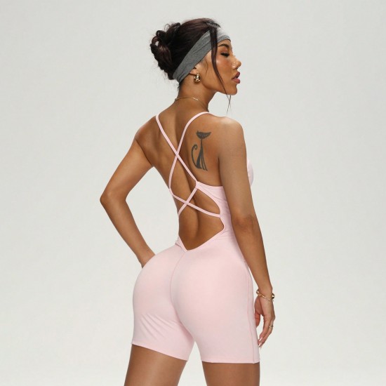 Xiyin's hot-selling patchwork, high-stretch one-piece yoga suit for women, perfect for backs, one-piece fitness and Pilates workout clothes.