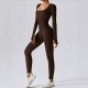 Cross-border dropshipping: Classic Autumn/Winter Long-Sleeved Women's Ribbed Bodysuit with High Elasticity for Fitness and Yoga.