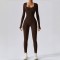 Cross-border dropshipping: Classic Autumn/Winter Long-Sleeved Women's Ribbed Bodysuit with High Elasticity for Fitness and Yoga.