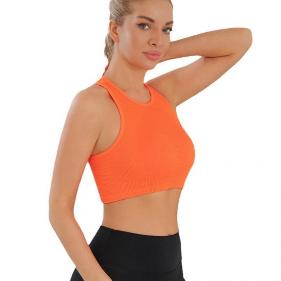 Sleeveless Yoga Tank Top, High-Waisted, Short, Navel-Exposed, Fitness Running Wear, Fashionable, Slimming, Quick-Drying, Fitness Top for Women