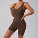 Cross-border best-selling 2025 Spring/Summer European and American slim-fitting hip-lifting bodysuit, feminine, U-neck, backless yoga workout wear.