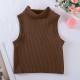 New seamless ribbed high-neck sports vest with full coverage, vertical stripes, quick-drying running and fitness yoga top for women.