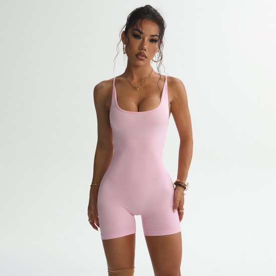European and American popular seamless sports jumpsuit for women, backless, peach-buttocks, sexy yoga jumpsuit with suspenders
