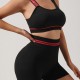 Cross-border one-shoulder, English-style, beautiful back, elastic push-up sports bra, running and fitness three-quarter pants set.